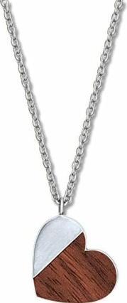 Crystalp Romantic steel necklace Wooden Heart 30450.W1. E