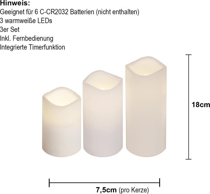 Produktbild Star Trading LED Pillar Kerze 3er Pack Paul (3 x)