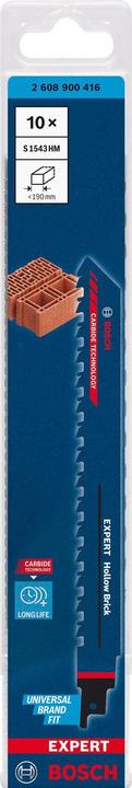 Actual product image Bosch Professional Zubehör Expert Hollow Brick S 1543 HM reciprocating saw blade, 10 pieces