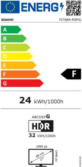 Energy Label Xiaomi G Pro 27i (2560 x 1440 pixels, 27")