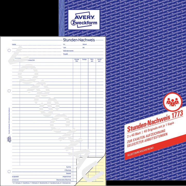 Actual product image Avery Recording of working time / proof of hours (40 x)