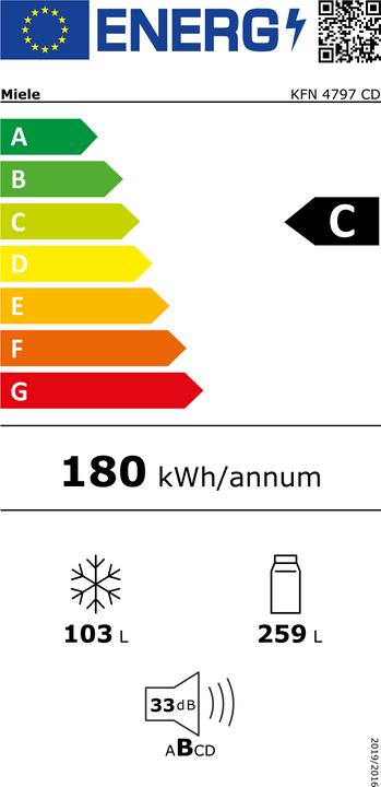 Etichetta energetica Miele KFN 4797 CD (362 l)