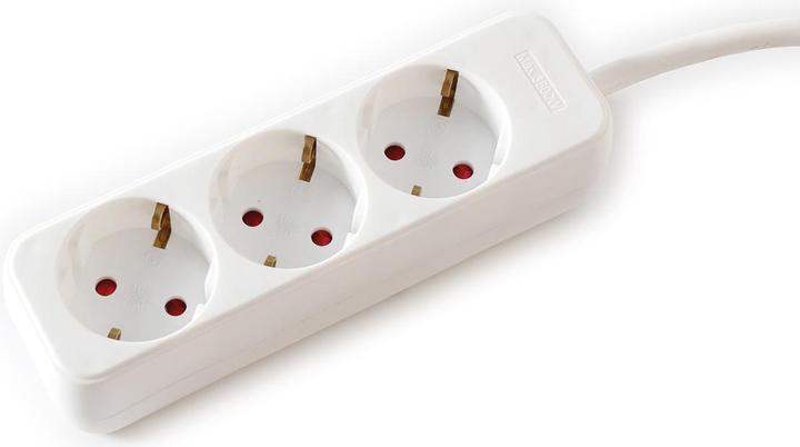 Actual product image Value 3-way power strip without switch, white, 1.5m (3 x, CEE 7/3, 1.50 m)