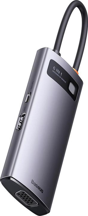 Produktbild Baseus Metal Gleam Series 6-in-1 Multifunctional Type-C HUB Docking Station Gray Type-C to HDMI*1+USB3.0*3 (USB-C, 6 Ports)