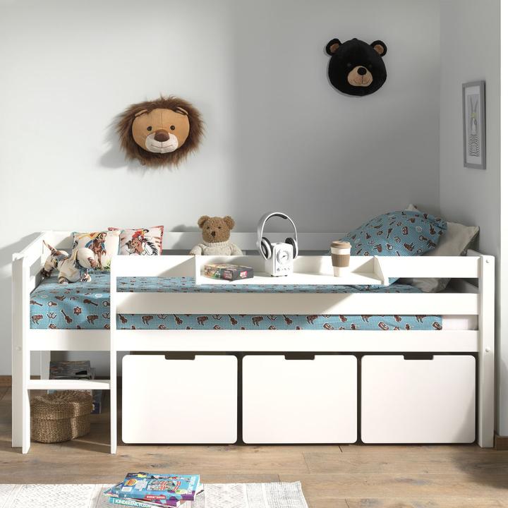 Image du produit Vipack Lit Pino avec plateau suspendu et tiroirs (90 x 200 cm)