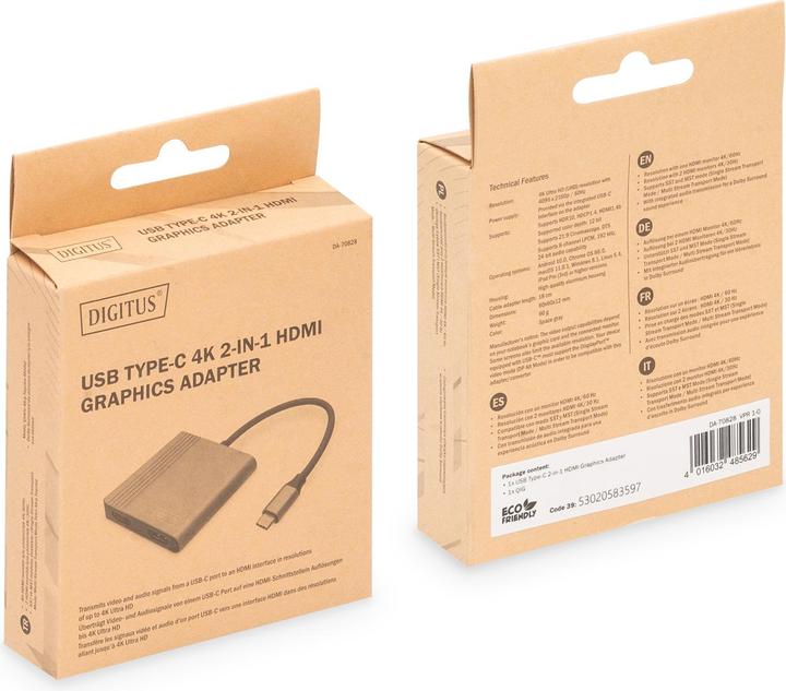 Produktbild Digitus USB Type-C 4K 2in1 HDMI Grafik-Adapter (USB Typ-C, 6 cm)
