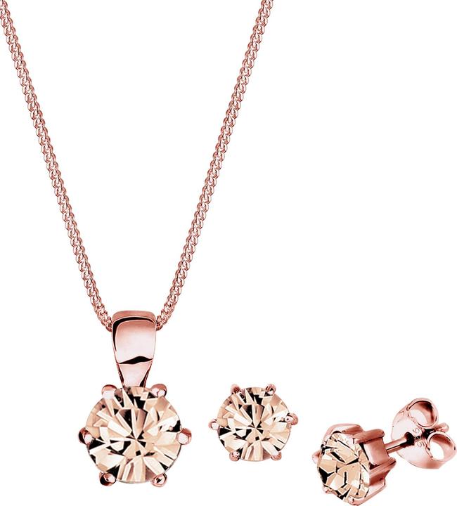 Actual product image Elli Crystal Necklace, Crystal Stud Earrings (925 Sterling silver rose gold)