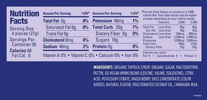 Nutritional values and ingredients GU Energy Energy Gel test pack (Watermelon, Strawberry, Orange, Bilberry, 7 pcs., 216 g)