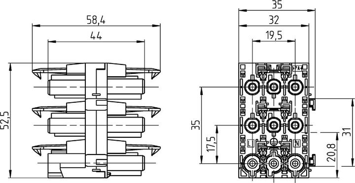 Produktbild Bachmann T-distributor GST18 3-pole GST18 1xIn 5xOut