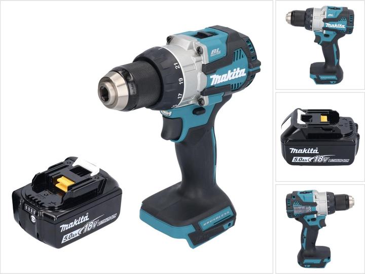 Actual product image Makita DDF 489 T1 cordless drill driver 18 V 73 Nm brushless + 1x rechargeable battery 5.0 Ah - without (Rechargeable battery operated)