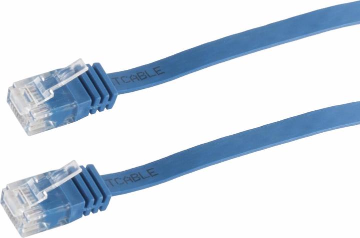 Produktbild Tecline High Quality Patchkabel, flach, U/UTP, ungeschirmt, Cat 6, blau, 3.0 m Superflaches Patchkabel z.B. (U/UTP, CAT6, 3 m)