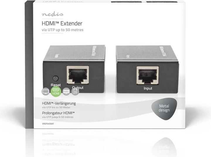 Produktbild Nedis HDMI T Extender Über CAT6 up to 60.0 m 1080p 1.65 Gbps Metall Anthrazit (1 m, HDMI)