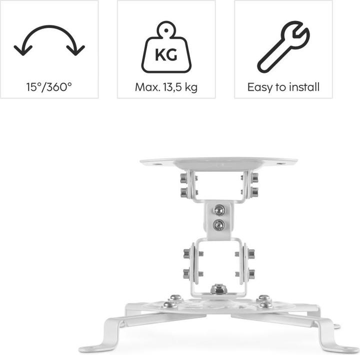 Immagine prodotto Hama Supporto per proiettore, girevole, ruotabile, inclinabile, per soffitto, fino a 13,5 kg (Soffitto)