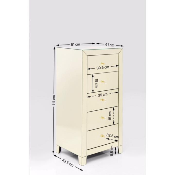 Image du produit Designlife Commode haute Luxury Champagne 5-tiroirs (49 x 41 x 110 cm)