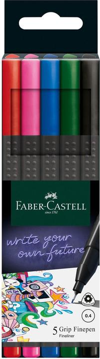 Produktbild Faber-Castell Fineliner GRIP FINEPEN, 5er Kartonetui (farbsortiert, 5 x)