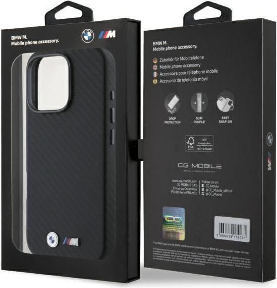 Actual product image BMW BMHCP16X23PUFWC iPhone 16 Pro Max 6.9" czarny/black hardcase Carbon Wrapped Metal (Apple iPhone 16 Pro Max)