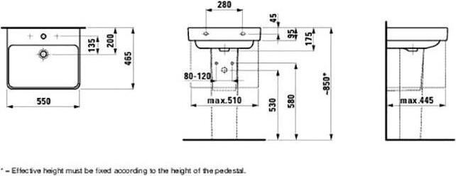 Image du produit Laufen Plan de toilette Pro S 55 cm blanc 8109620001041 (465 mm, 550 mm)