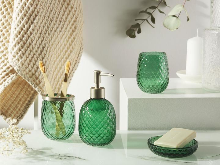 Immagine prodotto Beliani Set da bagno 4 pezzi in vetro verde CANOA