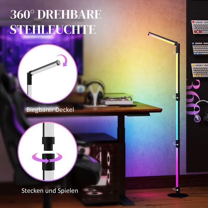 Produktbild Swisshandel24 LED-Stehlampe Wohnzimmer Stehleuchte mit Fernbedienung, App-Steuerung Dunkelgrau