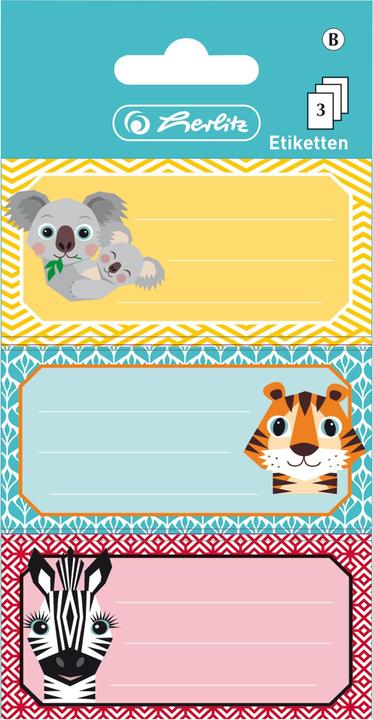 Produktbild Herlitz Buchetiketten Cute Annimals selbstklebend FSC