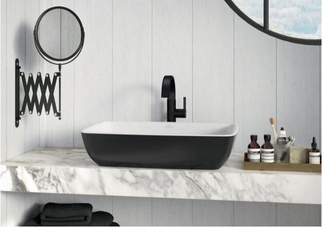 Produktbild Villeroy & Boch Aufsatzwaschbecken Artis 58 cm eckig weiss/coal black 417258BCT8 (380 mm, 580 mm)