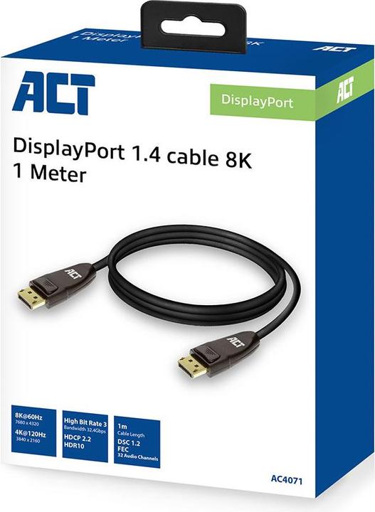 Produktbild DisplayPort 1.4 cable 8K, 1m DISPLAYPORT 1.4 8K M/M 1M BOX (1 m, DisplayPort)