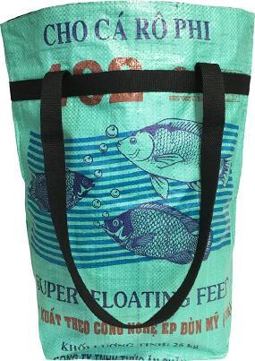 Actual product image Bekos Upcycling - Large shopping bag made from recycled green fish food bags