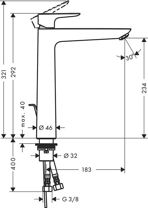 Image du produit hansgrohe Talis E 240 Mitigeur de lavabo avec soupape de fond, chrome