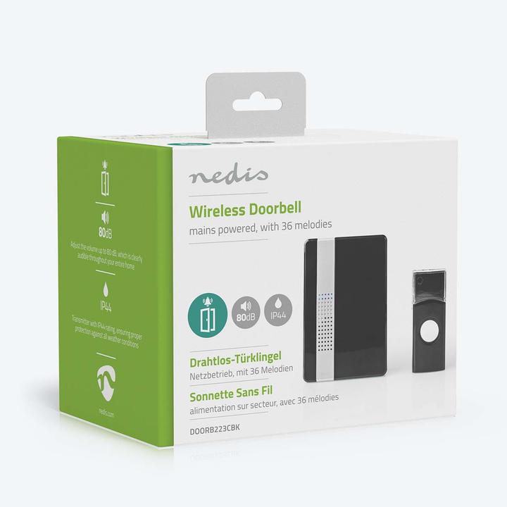 Actual product image Nedis Wireless doorbell set Mains power supply 220-240 V AC 50 Hz 1x CR2032 Volume: 80 dB S (Funk)