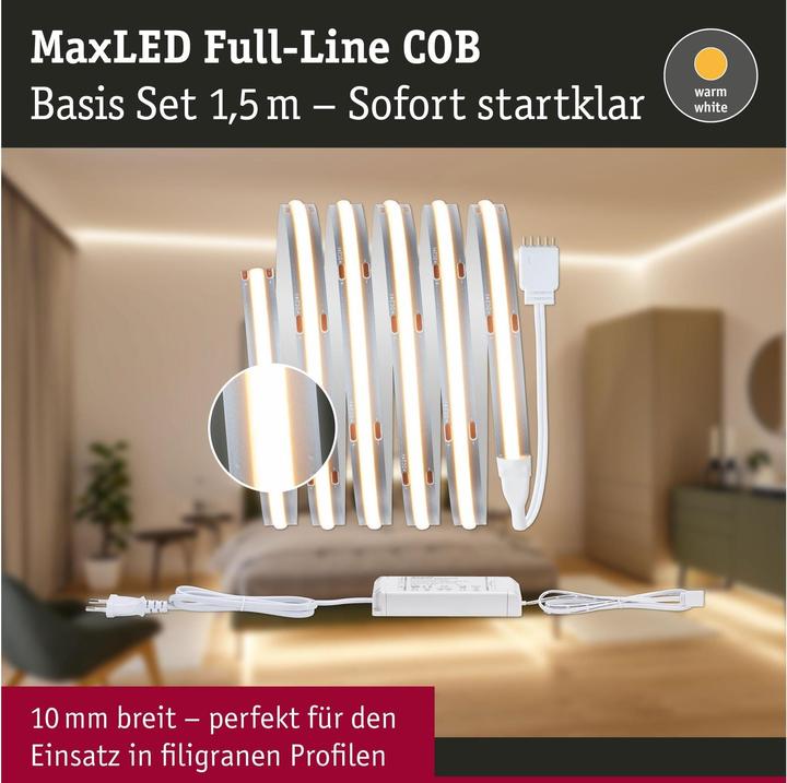 Immagine prodotto Paulmann Set di strisce COB MaxLED 500 a linea intera (Bianco caldo, 150 cm, Interno)