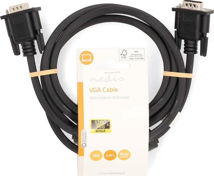 Immagine prodotto Nedis Cavo VGA | VGA maschio | VGA maschio | Nichelato | Risoluzione massima: 1280x768 | 2,00 m | R (2 m, VGA)