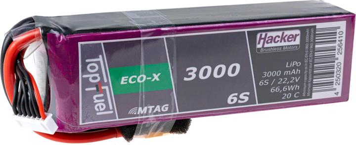 Hacker TopFuel Batteria LiPo 3000mAh 22.2V 6S 20C MTAG (22.20 V, 3000 mAh)