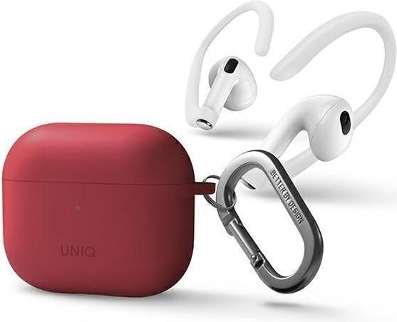 Produktbild Uniq etui Nexo AirPods 3 gen + Ear Hooks Silicone czerwony/coral (Kopfhörer Tasche)
