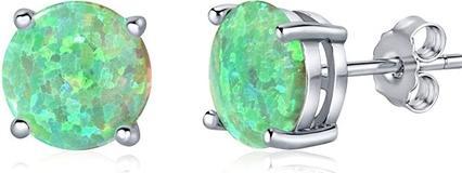 Silvego Silver earrings with green synthetic opal JJJEBG302004