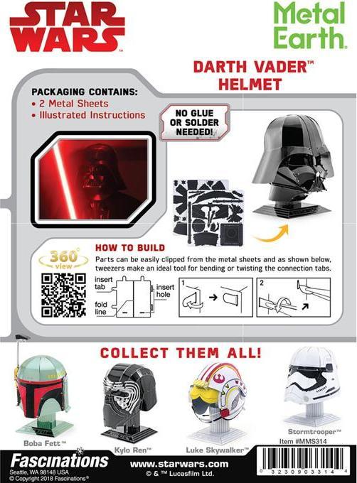 Actual product image Metal Earth Darth Vader Helmet