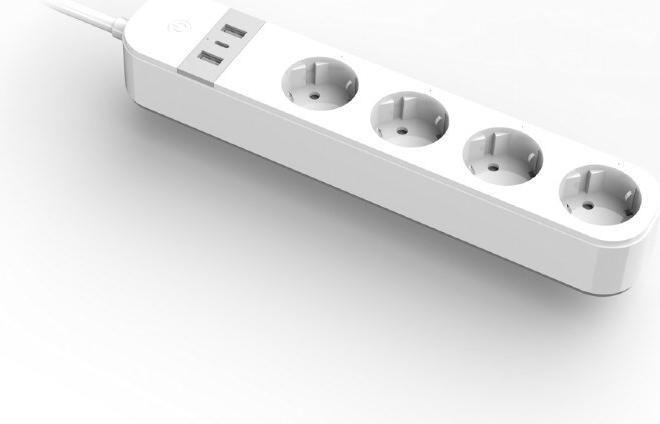 Actual product image Gembird Smart multiple socket outlet with USB charger 4 French sockets White (4 x, CEE 7/5, 1.50 m)