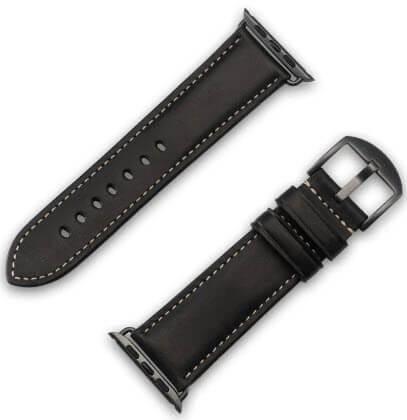 JT Berlin Apple Watch 42/44/45/49mm - Charlie noir (45 mm, 44 mm, 42 mm, 49 mm, Cuir véritable)