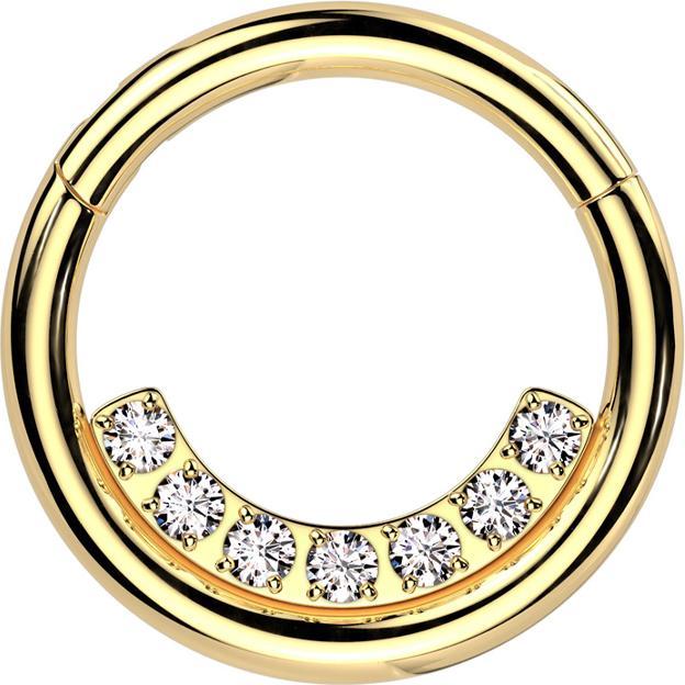 Produktbild Star Piercing Micro Segmentring klappbar vergoldet innen Kristalle silber (Chirurgenstahl 316L)