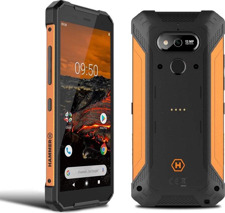 Actual product image Myphone HAMMER Explorer (5.72 inch) Dual SIM Android 9.0 USB Type-C (32 GB, Black, Orange, Dual SIM, 4G)