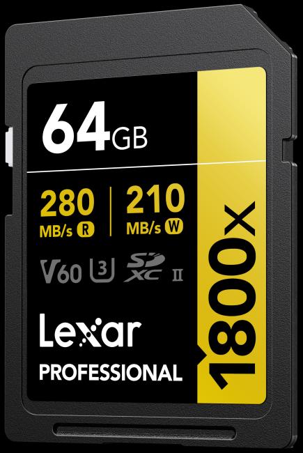 Actual product image Lexar Professional Gold Series (64 GB, SDXC, U3, UHS-II)