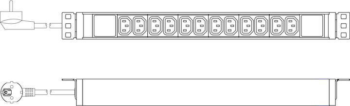 Immagine prodotto Digitus PDU 1U in alluminio montabile su rack 12xC13 16A 230VAC 50/60Hz Spina di sicurezza