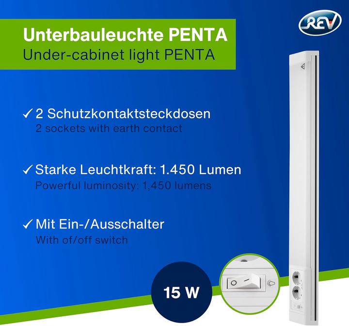 Produktbild REV Unterbauleuchte mit Steckdosen & Schalter (1450 lm)