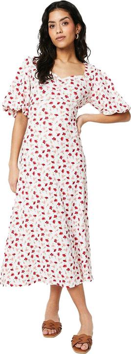 Actual product image Dorothy Perkins Womens/Ladies Ditsy Print Ruched Front Petite Puff Sleeve Midi Dress (42 D)