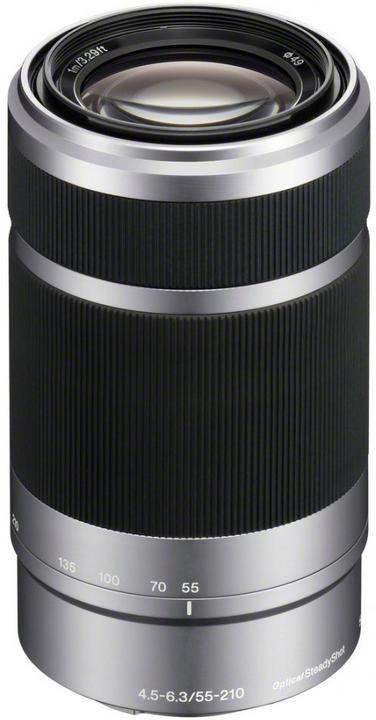 Actual product image Sony E 55-210mm f/4.5-6.3 OSS, E-Mount Silver (Sony E, APS-C / DX)