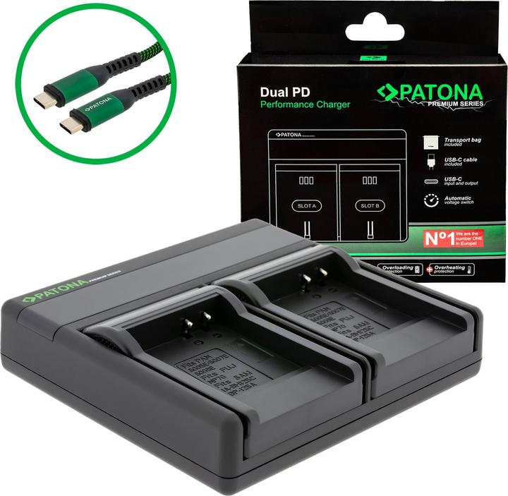 Actual product image Patona Batteries Replacement Dual Charger USB USB-C (Camera battery charger)
