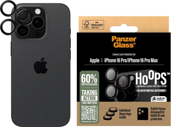Produktbild PanzerGlass Hoops Camera Lens Protector (1 Stück, Apple iPhone 16 Pro, Apple iPhone 16 Pro Max)