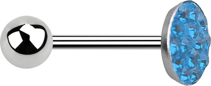 Produktbild Star Piercing Barbell silber mit Kugel und Scheibe Kristall hellblau (ohne Messing, Chirurgenstahl 316L)