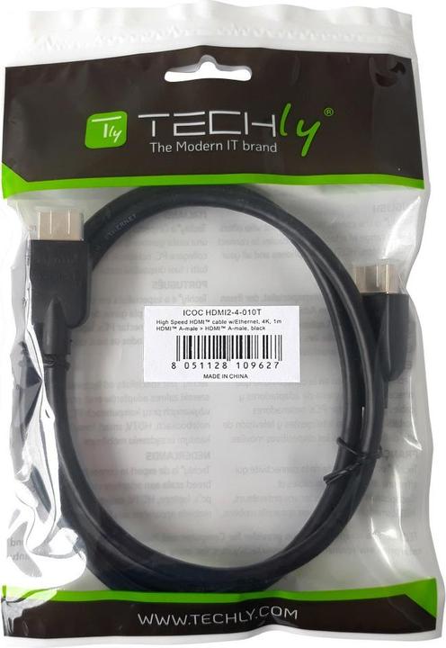 Actual product image Techly HDMI 4K 60Hz High Speed Connection Cable with Ethernet black 0.5m (0.50 m, HDMI)