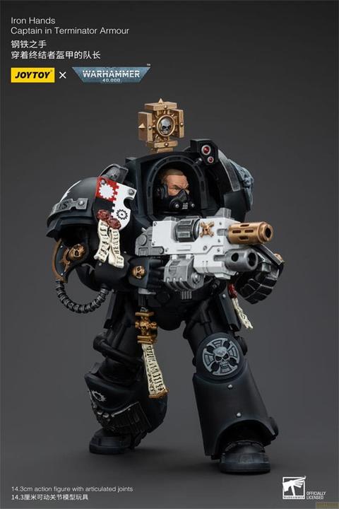 Actual product image Joy Toy Warhammer 40k action figure 1/18 Iron Hands Captain in Terminator Armour 14 cm