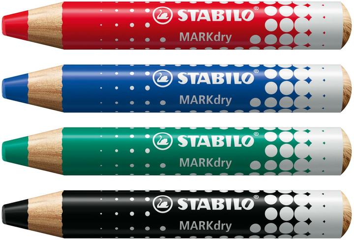 Produktbild STABILO Marker MARKdry (Grün, Blau, Schwarz, Rot, 5 mm, 4 x)